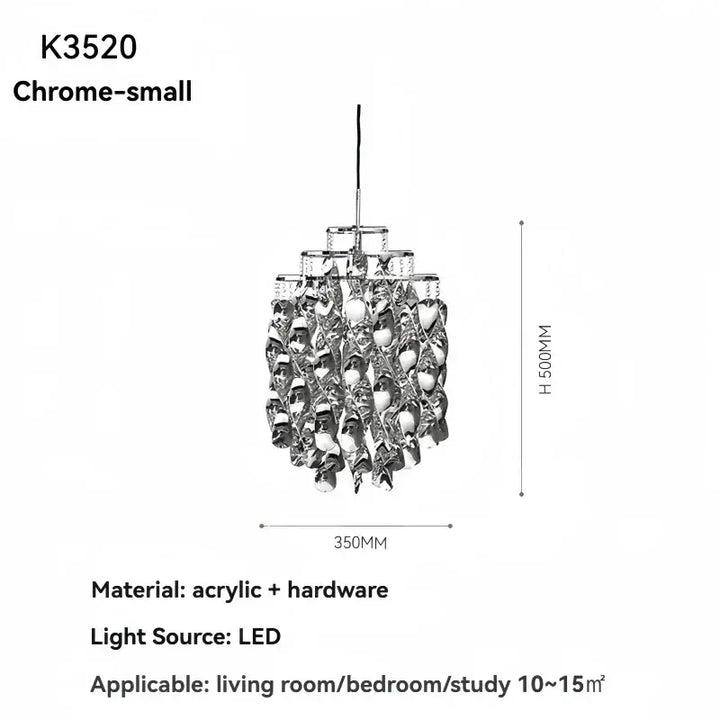 Suspension luxe acrylique dorée design moderne led raffiné