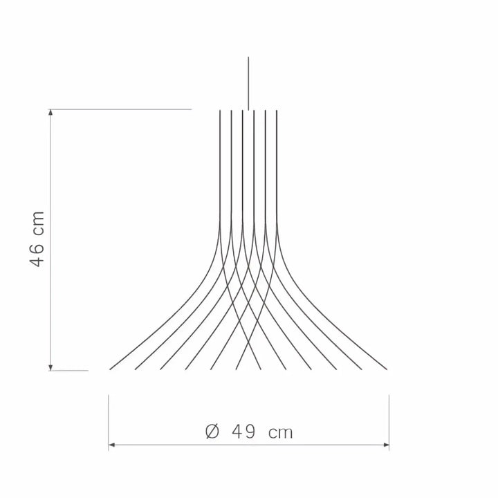 Suspension luminaire månitj piatoni finition naturelle bois fsc avec bras incurvés noirs minimalistes modernes