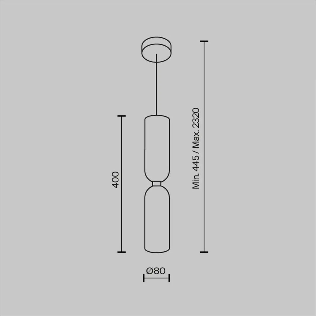 Minimalist suspension luminaire memory petit tube avec deux abat-jours cylindriques en verre bicolore suspendus au plafond