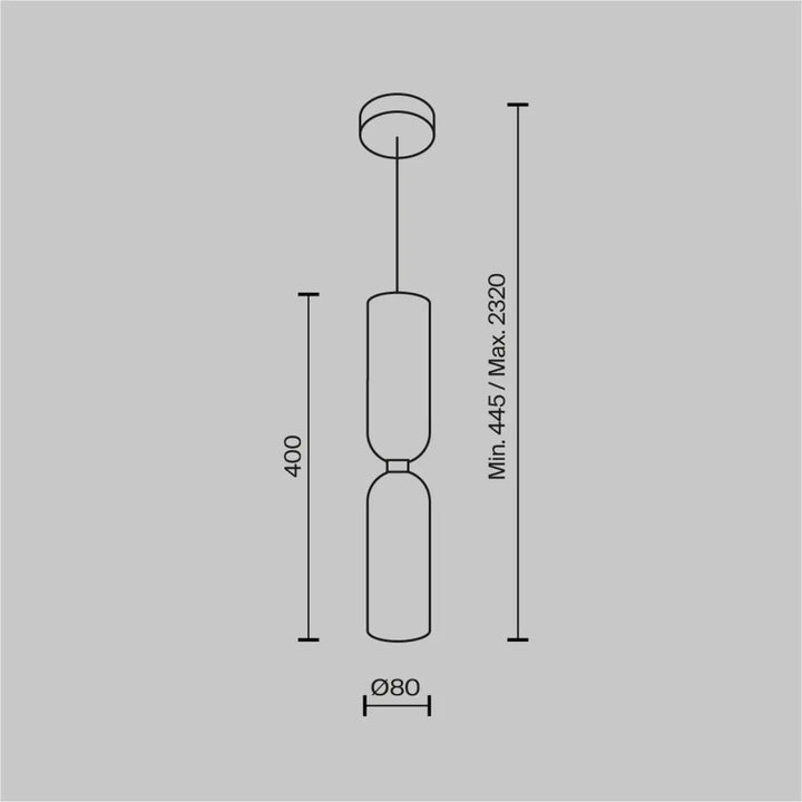Minimalist suspension luminaire memory petit tube avec deux abat-jours cylindriques en verre bicolore suspendus au plafond