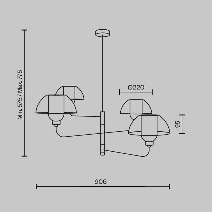Suspension memory en acier noir avec trois abat-jours en verre blanc et hauteur ajustable design minimaliste moderne