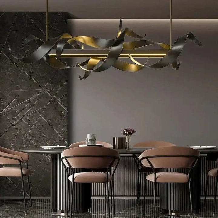 Postmodern Wrought Iron Restaurant Pendant Light Luxury Metal Pendant Light Living Room Front Desk Bar Decoration LED