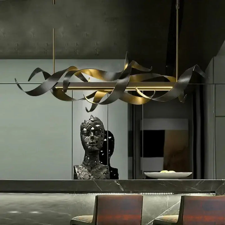 Postmodern Wrought Iron Restaurant Pendant Light Luxury Metal Pendant Light Living Room Front Desk Bar Decoration LED