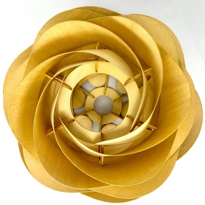 Suspension moderne en bois forme fleur style naturel