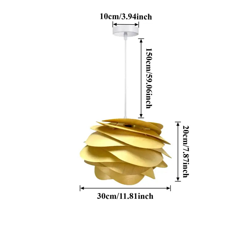 Suspension moderne en bois forme fleur style naturel
