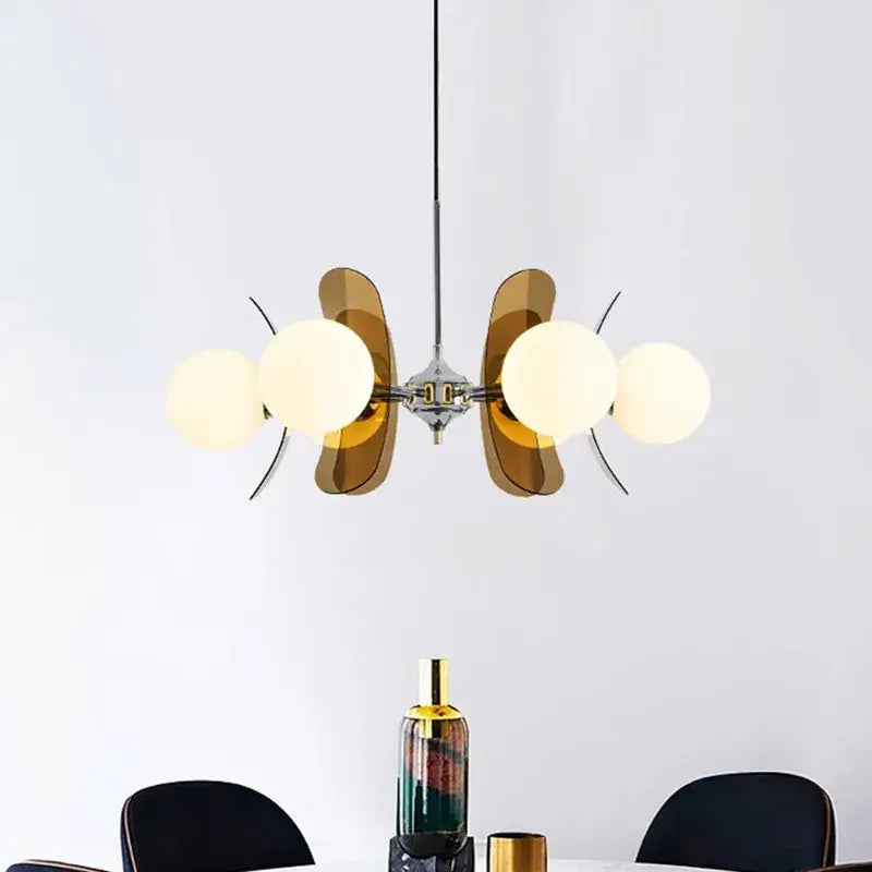 Suspension moderne chrome globes verre design rétro

