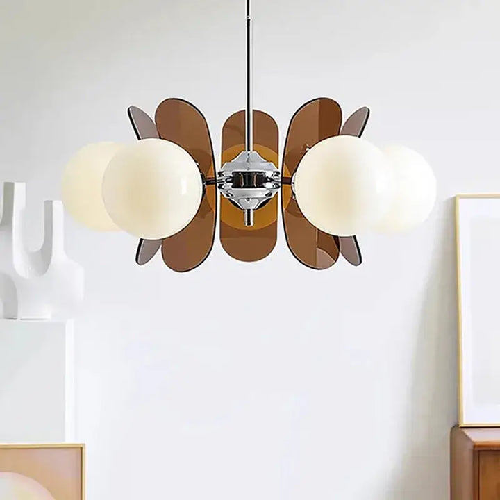 Suspension moderne chrome globes verre design rétro

