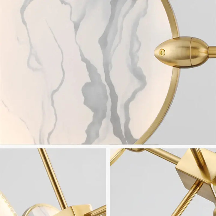 Suspension Moderne Dorée Avec Disques Marbre Élégants