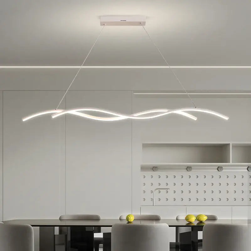Suspension moderne minimaliste en vague ondulée avec LED intégrée

