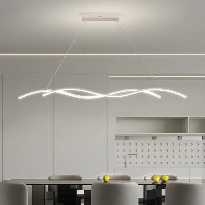 Suspension moderne minimaliste en vague ondulée avec LED intégrée

