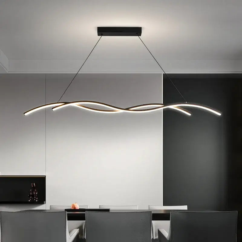 Suspension moderne minimaliste en vague ondulée avec LED intégrée


