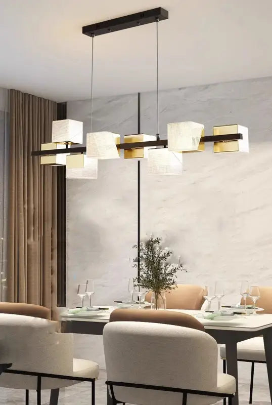 Suspension moderne rectangulaire à abat-jour géométriques