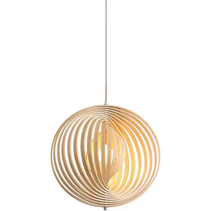 Suspension sphérique anneaux style graphique noir beige chic