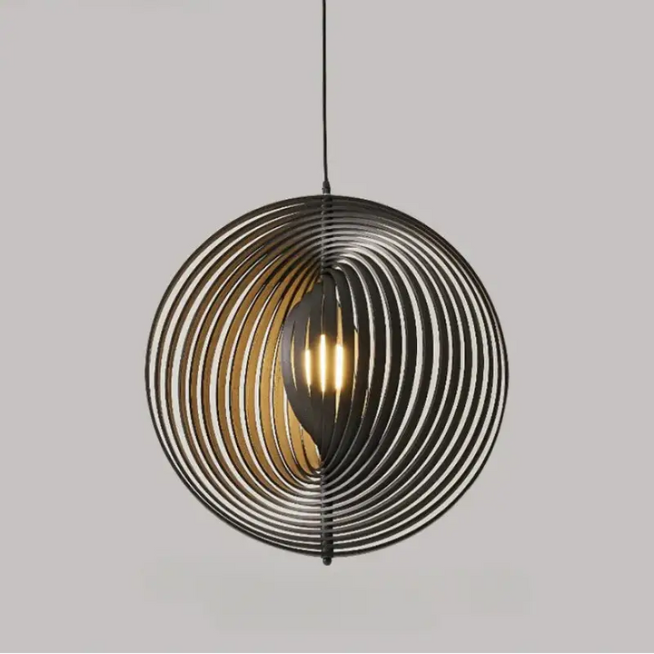 Suspension sphérique anneaux style graphique noir beige chic