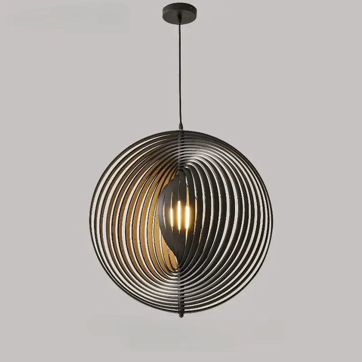 Suspension sphérique anneaux style graphique noir beige chic