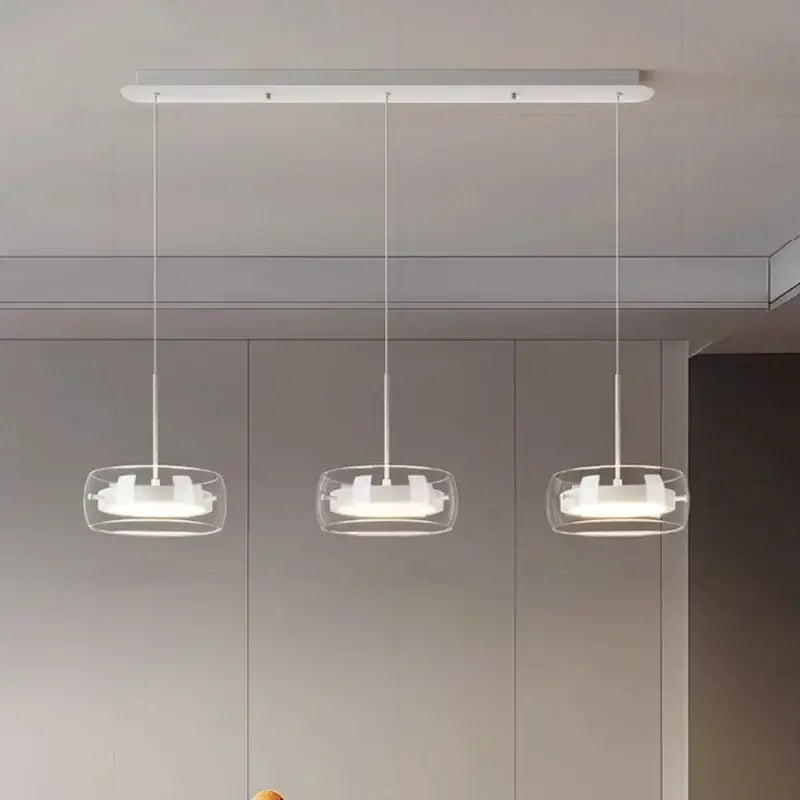 Suspension Moderne Trio Verre Transparent et LED Intégrée

