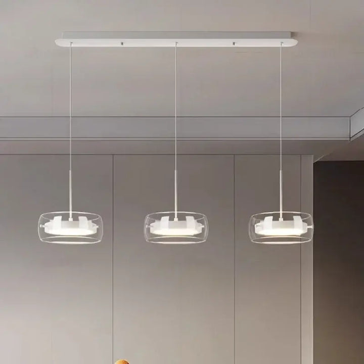 Suspension Moderne Trio Verre Transparent et LED Intégrée

