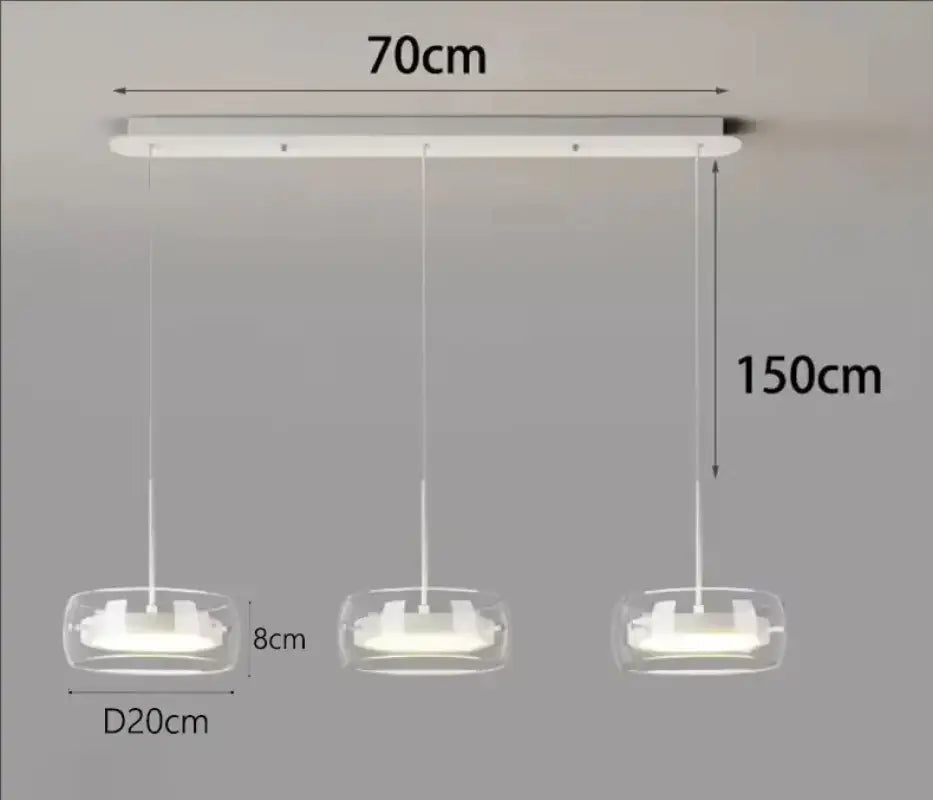 Suspension Moderne Trio Verre Transparent et LED Intégrée

