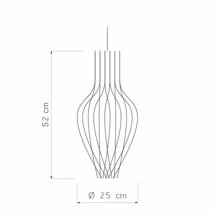 Suspension möntenyel piatoni de 52 cm avec finition naturelle en bois fsc et design filaire moderne courbé