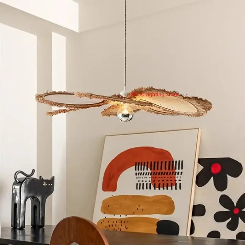 Suspension Naturelle Feuilles Rotin Design Bohème Chic

