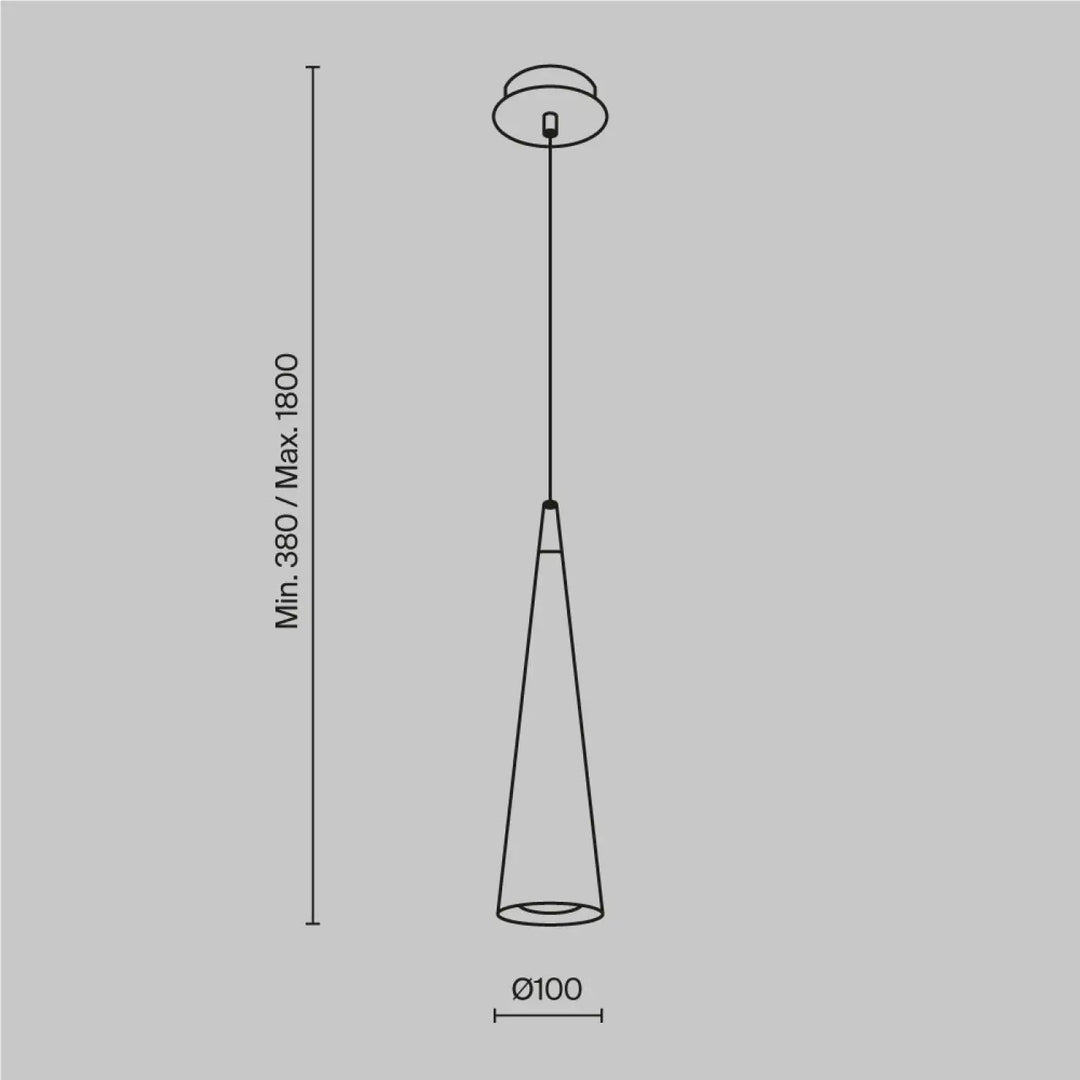 Suspension luminaire nevil cône étroit en acier noir au-dessus d’un espace avec design minimaliste moderne