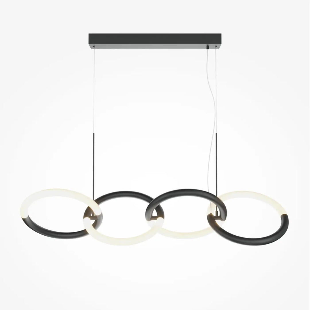 Suspension node ruban noué en aluminium noir avec design circulaire moderne minimaliste noir et blanc
