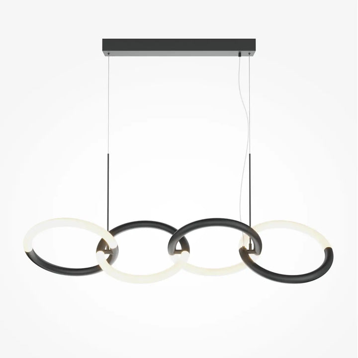 Suspension node ruban noué en aluminium noir avec design circulaire moderne minimaliste noir et blanc