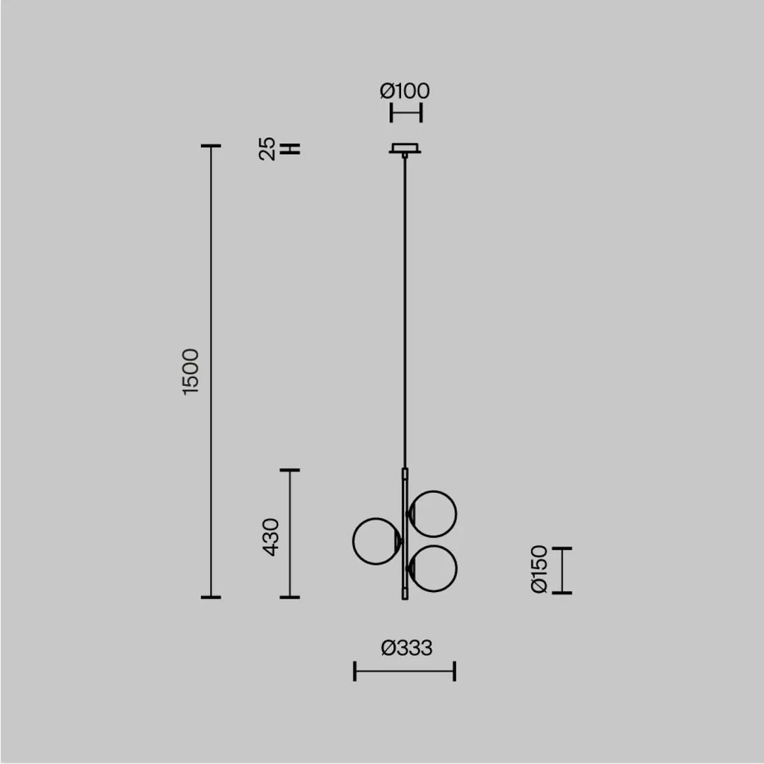 Suspension luminaire nostalgia trois globes en verre opalin avec structure en acier noir et design minimaliste élégant