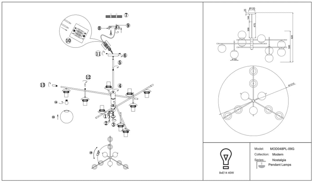 Suspension luminaire nostalgia xxl avec verre opalin et indice ip20 design minimaliste et sphères en verre