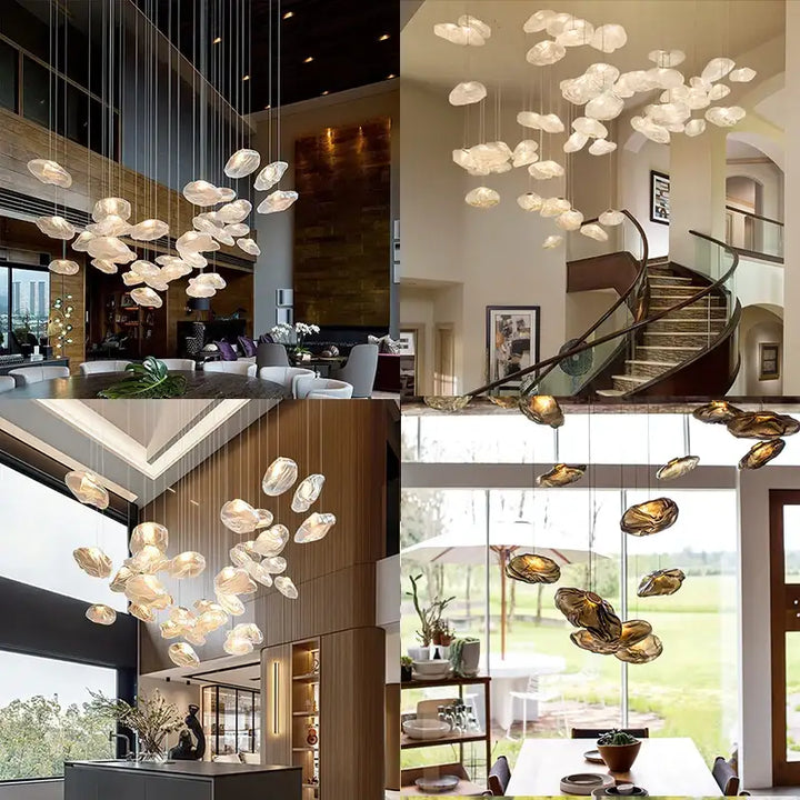 Suspension Nuage Verre Sculpté Design Moderne Élégant

