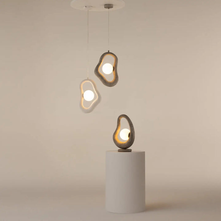 Suspension opus avec volume irrégulier en forme dœuf finition métallique chaude pour lumière douce et design moderne