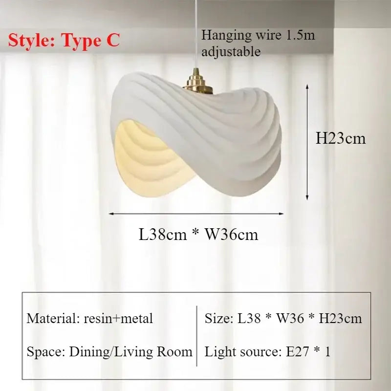 Suspension organique blanche design sculpté style élégant
