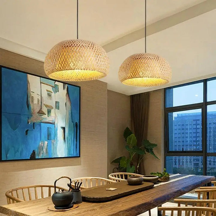 Suspension Osier Pas Cher En Bambou Naturel Brun