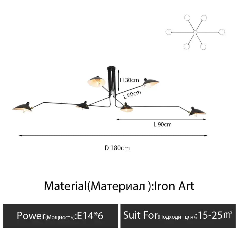 Suspension Plafond Industrielle Noire À Trois Bras Orientables
