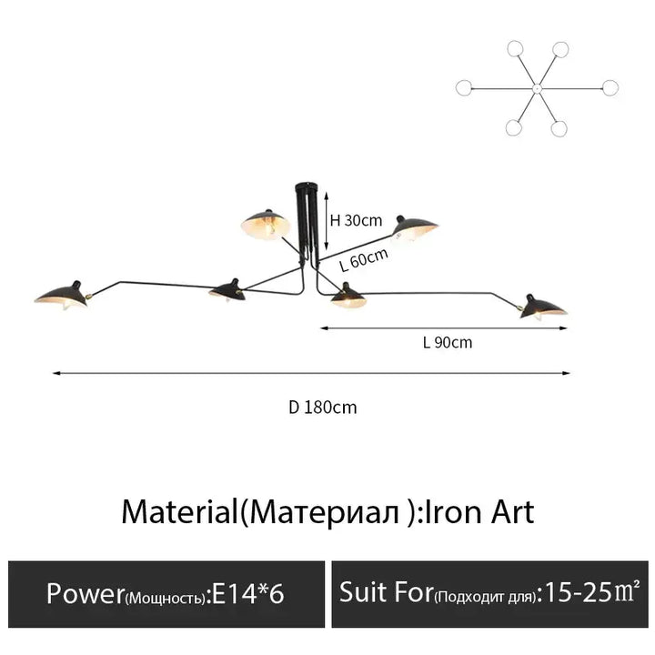 Suspension Plafond Industrielle Noire À Trois Bras Orientables