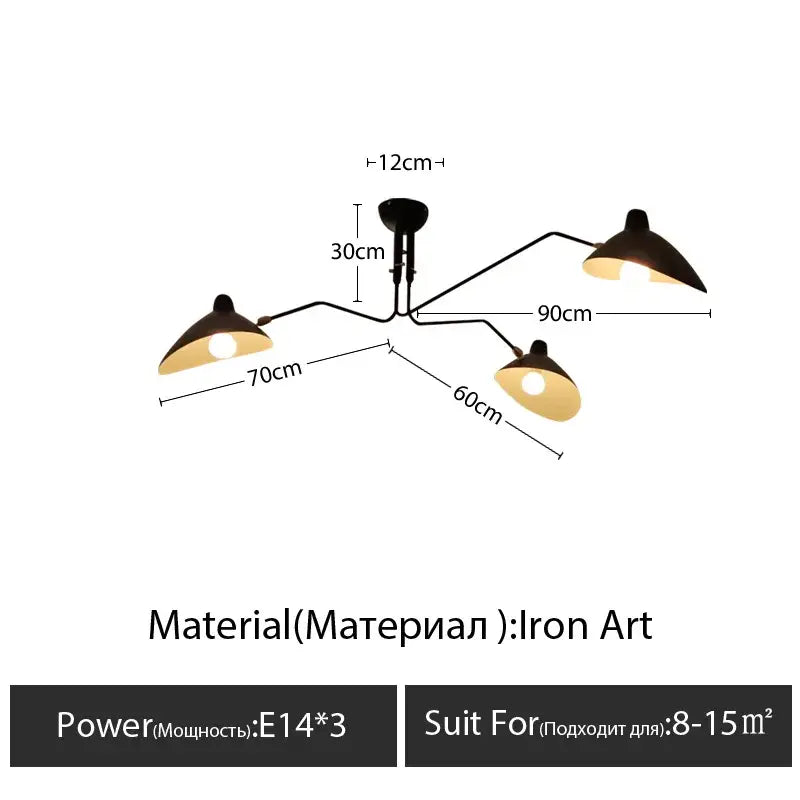 Suspension Plafond Industrielle Noire À Trois Bras Orientables
