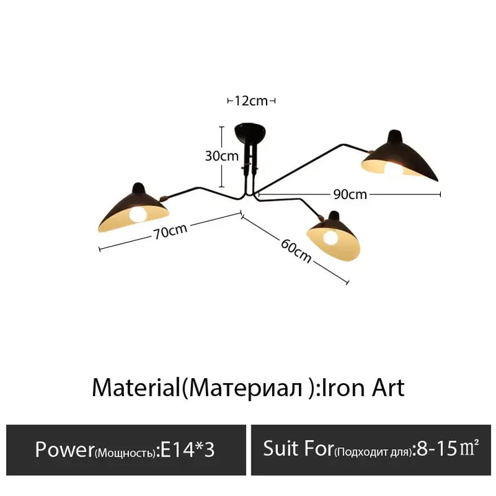Suspension Plafond Industrielle Noire À Trois Bras Orientables
