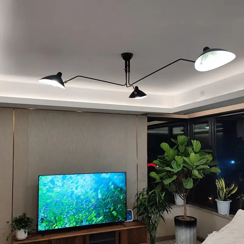 Suspension Plafond Industrielle Noire À Trois Bras Orientables

