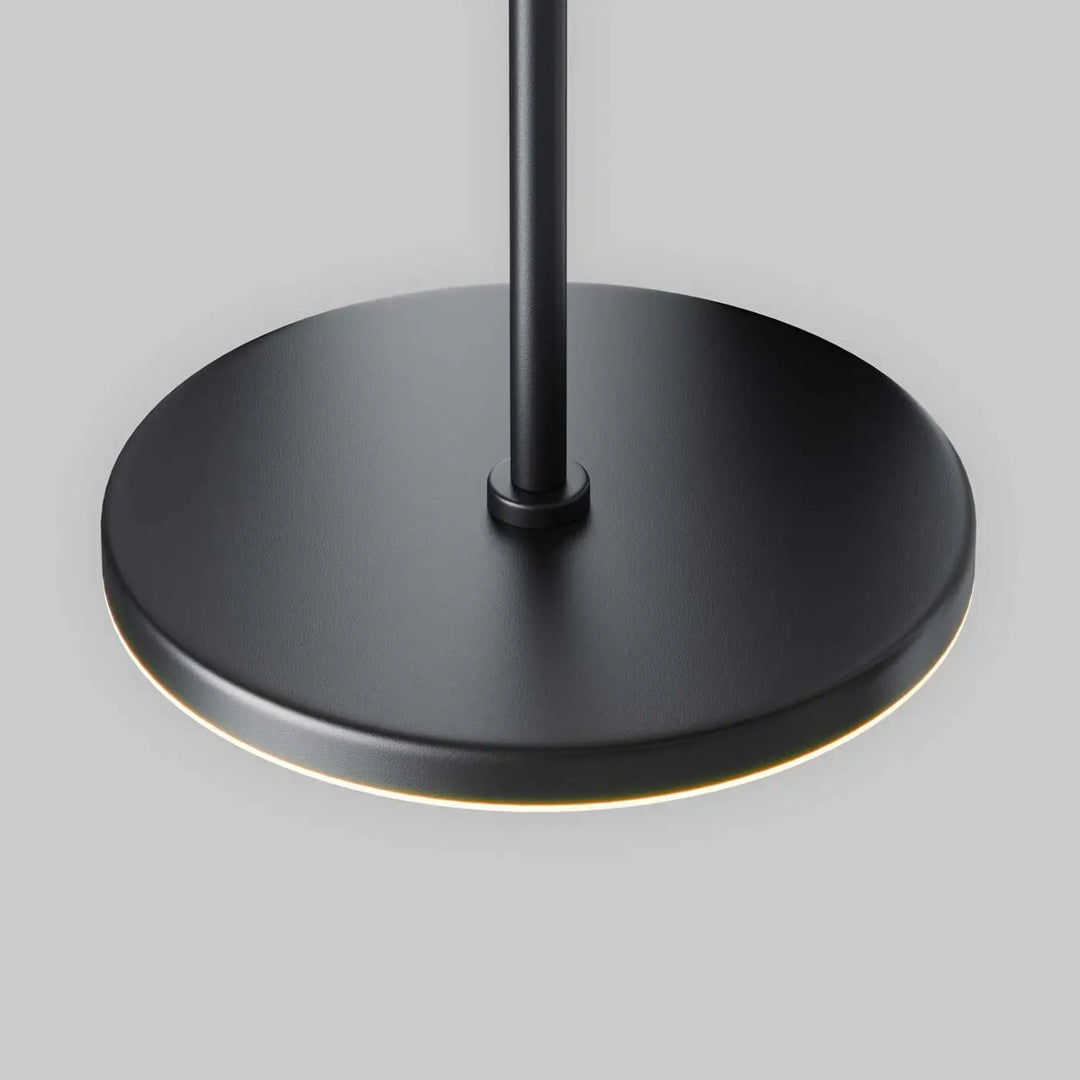 Base de lampe circulaire en finition mate noire avec accent doré subtil pour suspension plato disque vertical disque lumineux
