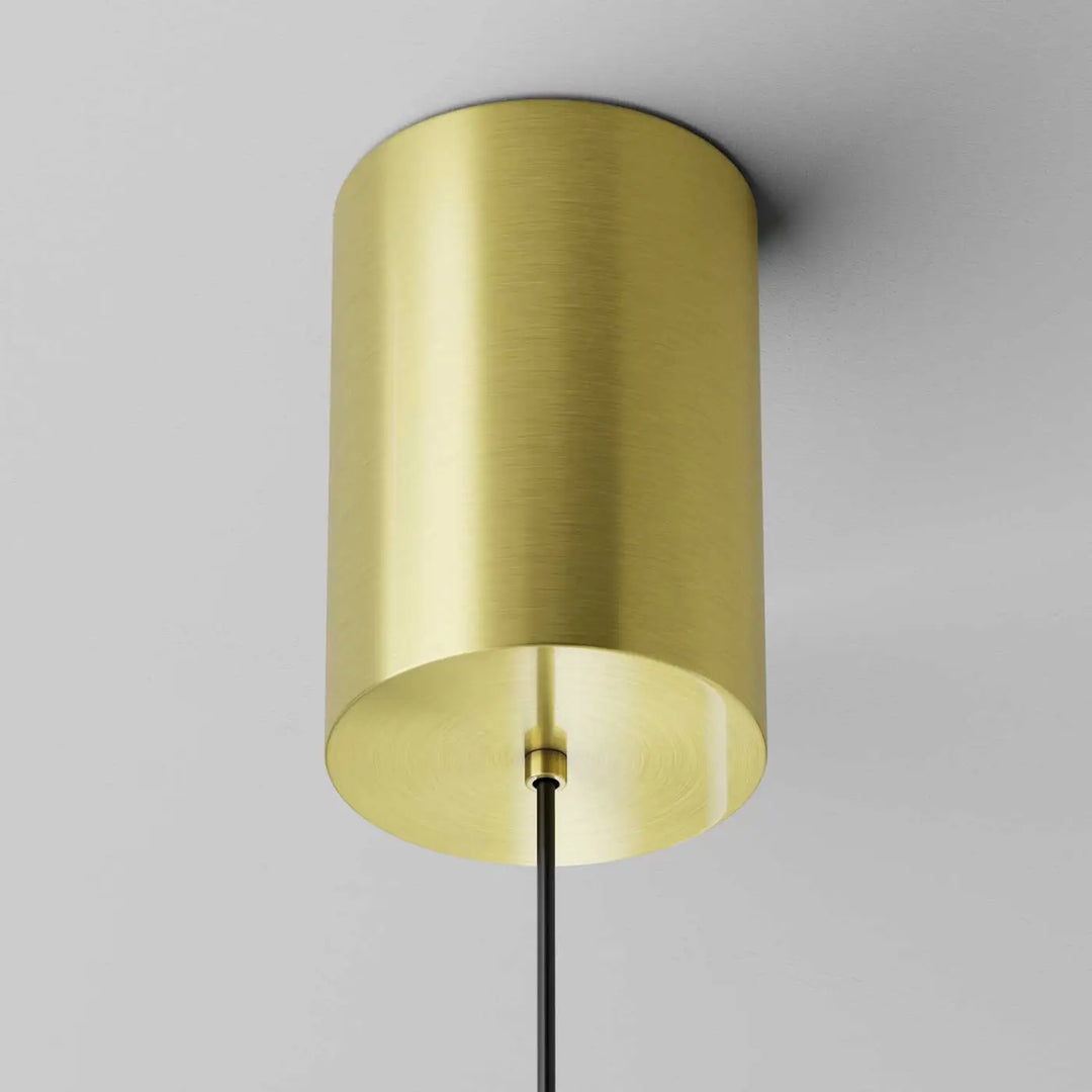 Suspension plato disque vertical en laiton brossé cylindrique avec cordon noir pour éclairage intérieur moderne
