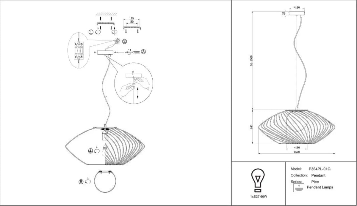 Schéma d'installation du luminaire