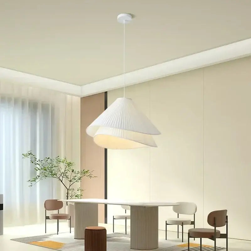 Nordic Cream Style Fabric Dining Table Pendant Lamp Living Room Kitchen E27 Chandeliers Lighting Bedroom Hanging Light
