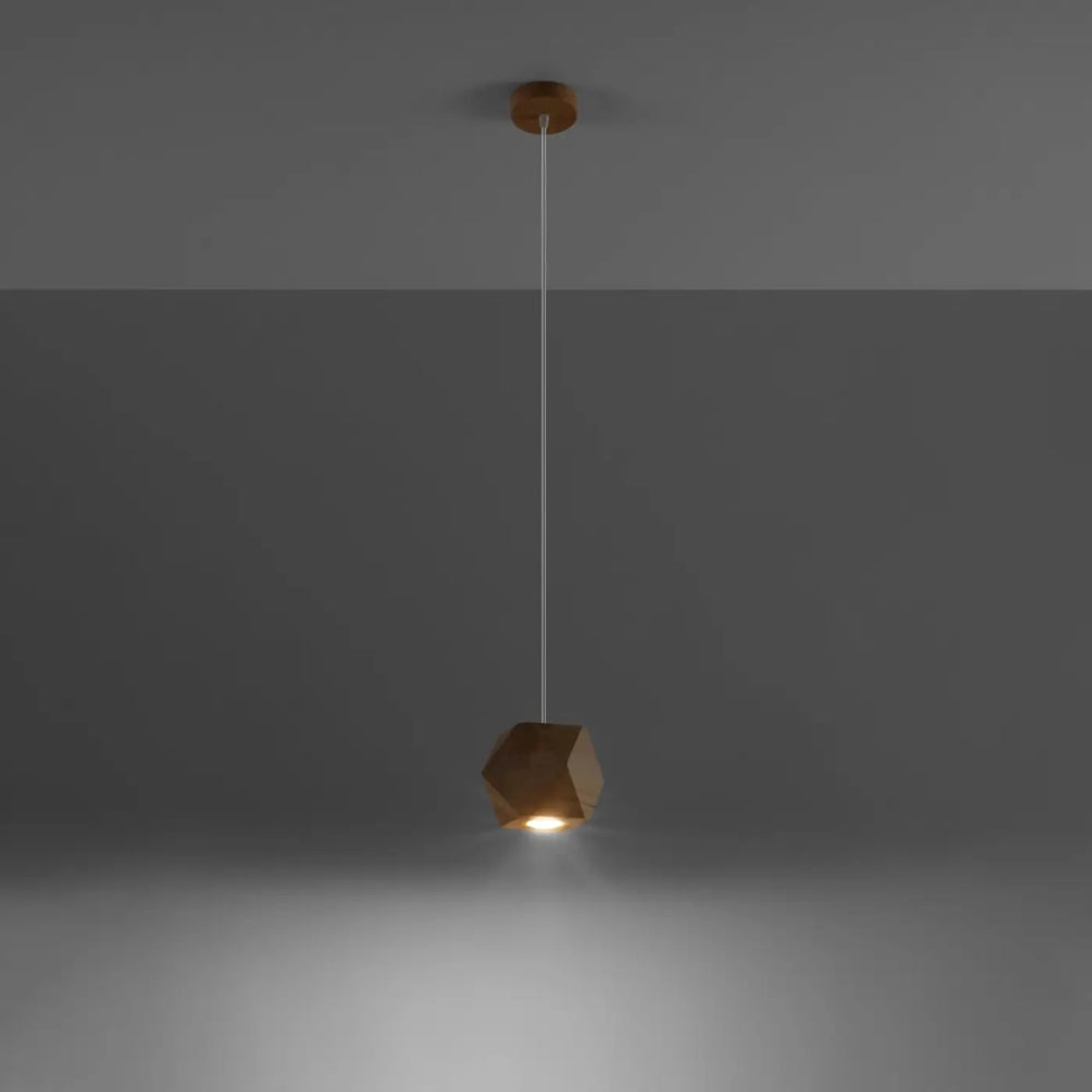 Suspension bois naturel allumée
