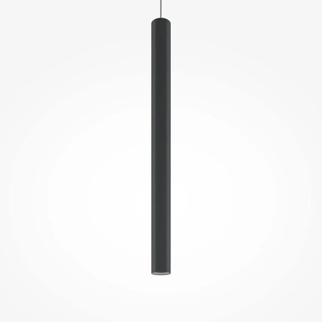 Suspension pro tube lumineux noir cylindrique au design minimaliste pour éclairage au-dessus d’un espace moderne