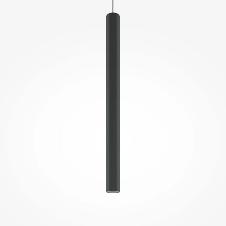 Suspension pro tube lumineux noir cylindrique au design minimaliste pour éclairage au-dessus d’un espace moderne