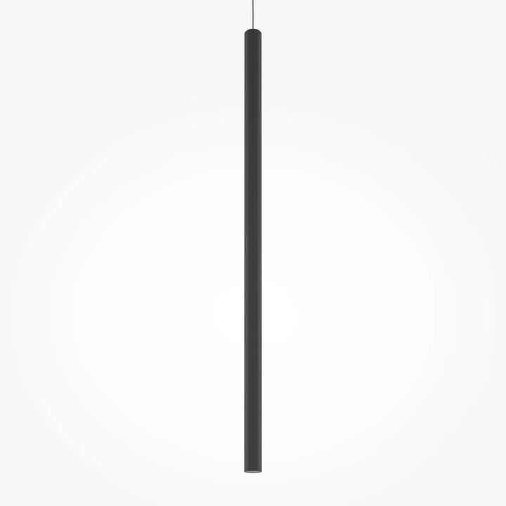 Suspension pro tube lumineux noir cylindrique avec design minimaliste au-dessus d’un espace moderne