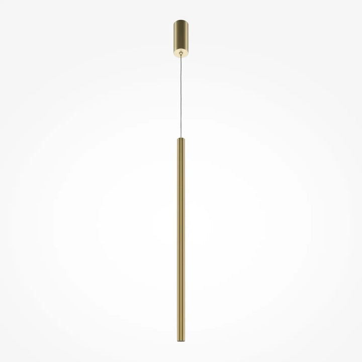 Suspension luminaire pro tube lumineux en laiton cylindrique minimaliste suspendu au-dessus d’un espace contemporain
