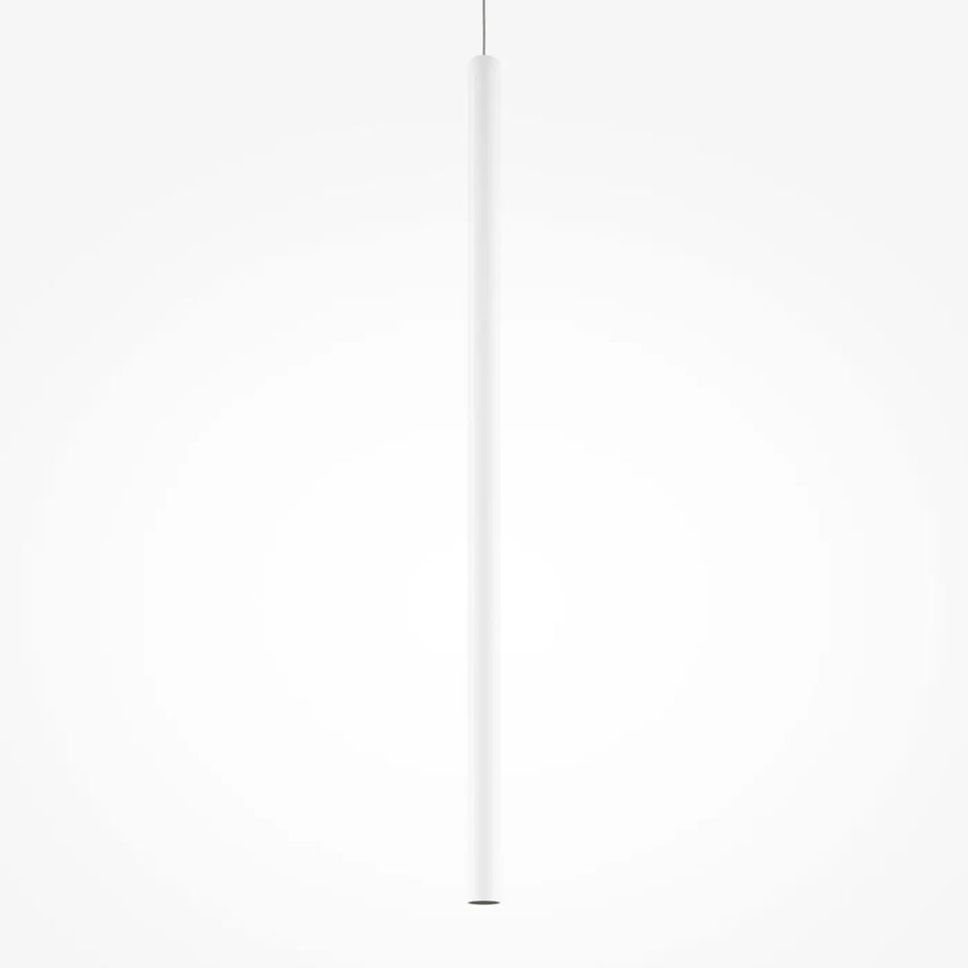 Suspension pro tube lumineux blanc cylindrique minimaliste en finition mate pour éclairage au-dessus d’un espace contemporain