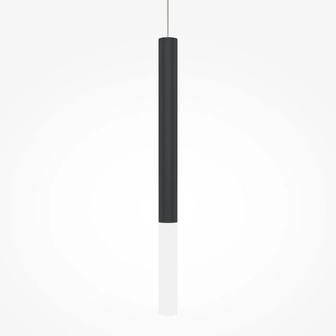 Suspension luminaire pro shade tube biseauté en cylindre noir mat avec diffuseur blanc translucide minimaliste