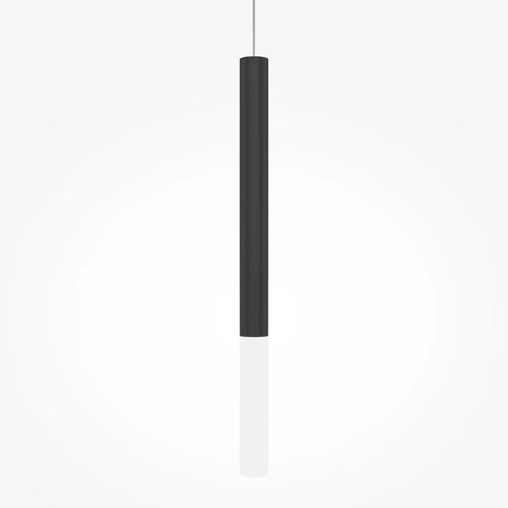 Suspension luminaire pro shade tube biseauté en cylindre noir mat avec diffuseur blanc translucide minimaliste